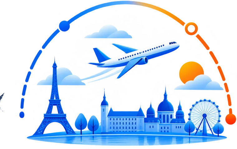 An aircraft on a route between destinations